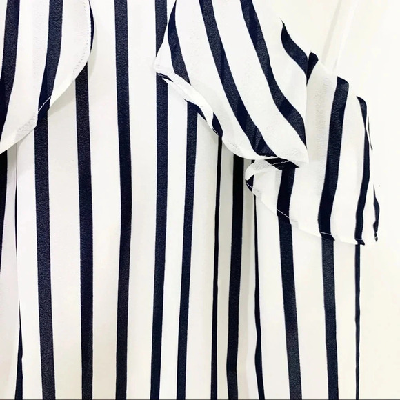 J. Crew Dress Halter Striped Ruffle Mini Navy White Size XS NWT - Picture 5 of 8
